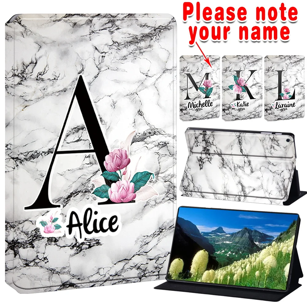 Custom Name PU Leather Case for Samsung Galaxy Tab A Series (A7 A8 A9 A9+11) Stand Protective Shell Sleeve Chic Tablet Cover