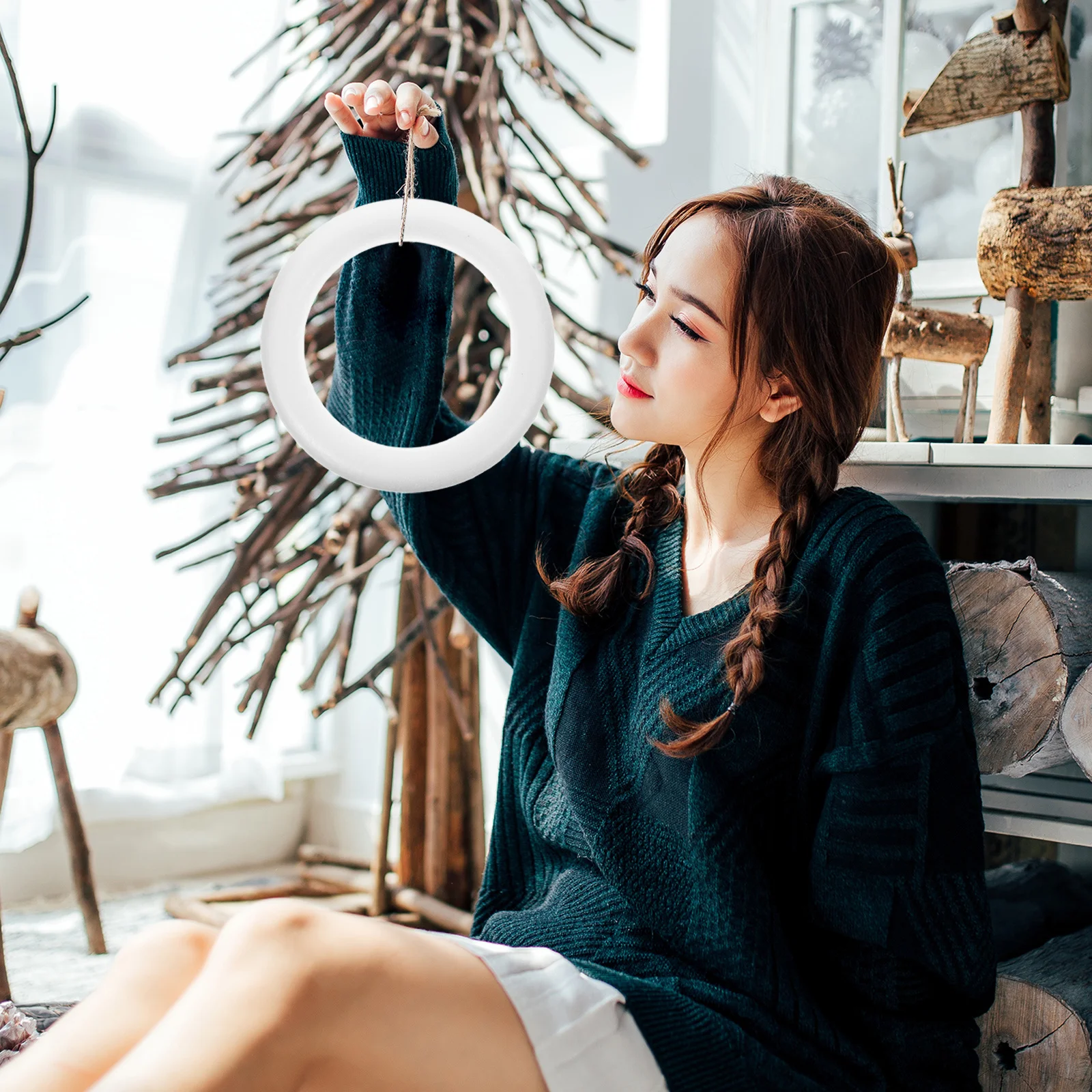 3 قطع حلقات دائرية صلبة بيضاء DIY لوازم الرسم الفني الإبداع تطوير التنسيق بين اليد والعين عيد الفصح والهالوين #6