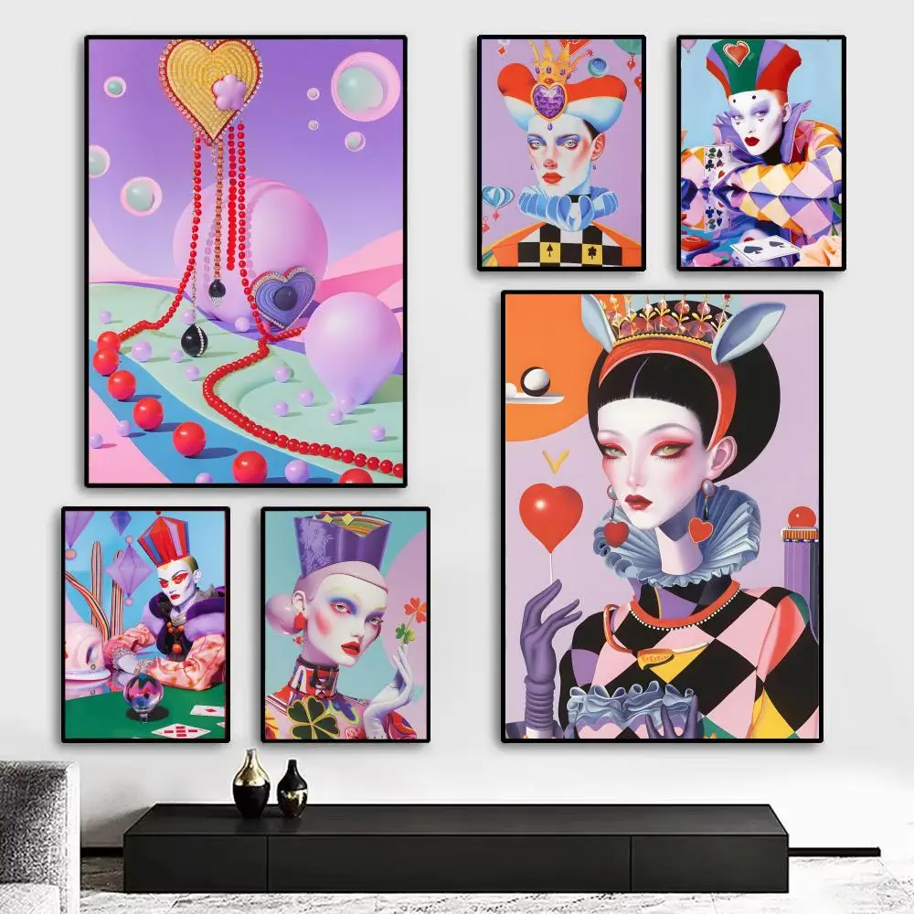 Playing Cards Queen, kreatives Poster, Kunstdruck, Wanddekoration, ideal für Wohnzimmer, Schlafzimmer, Bar, Salon und als Geschenk für zu Hause