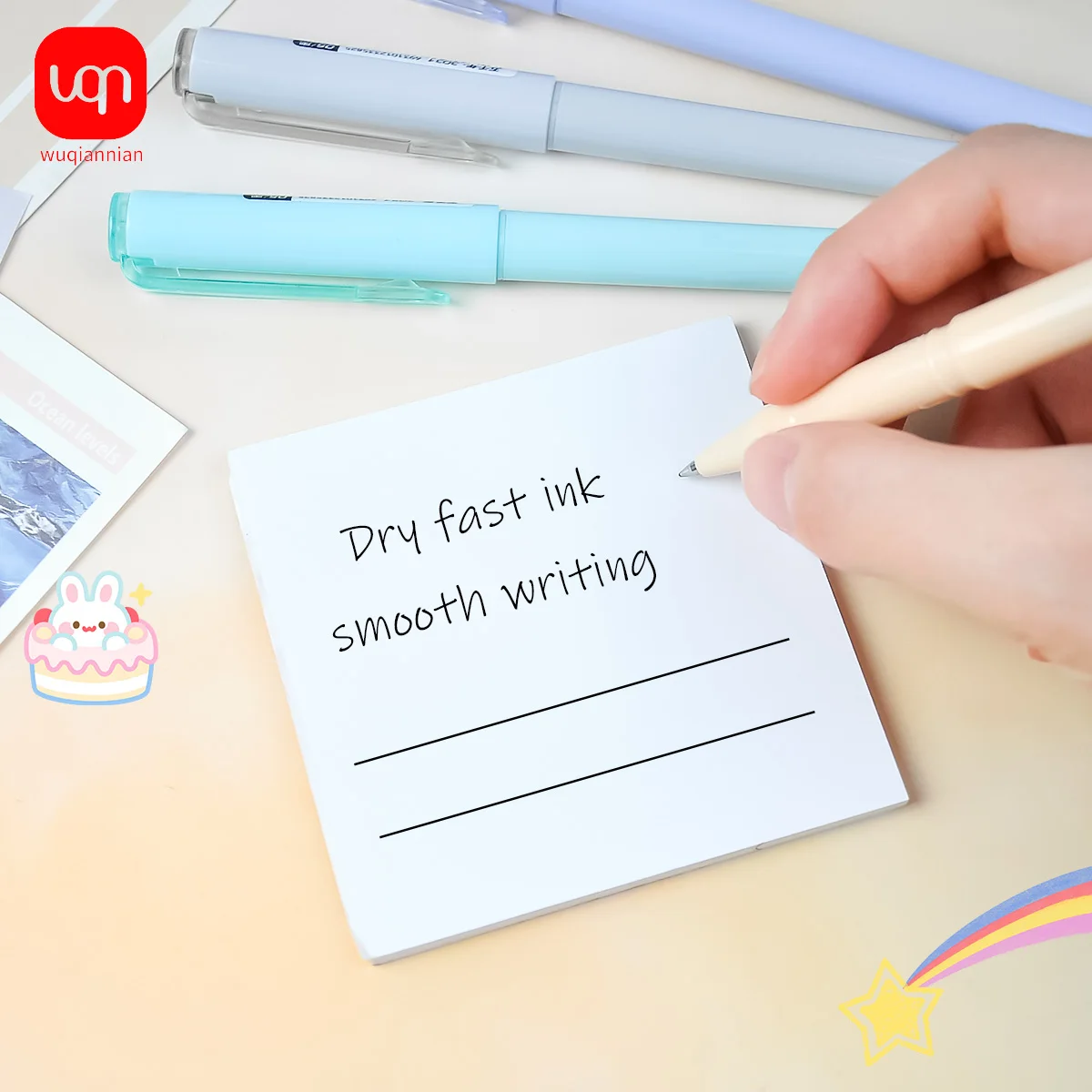 WQN-3/6pcs High-Quality 0.5mm Nib Glue Pens, Multi-Color Shell, Black Ink, Smooth Writing, Office Supplies