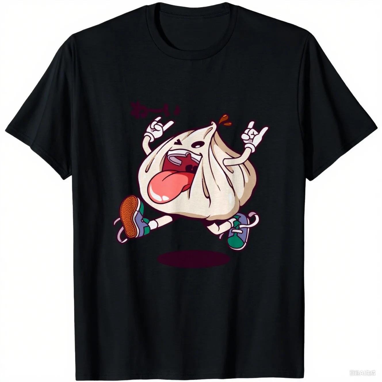 

Kawaii Cartoon Dumpling Graphic Cotton Tee Fun Japanese Style Food Character Print Brand Streetwear Print New Arrival Tee S-4XL