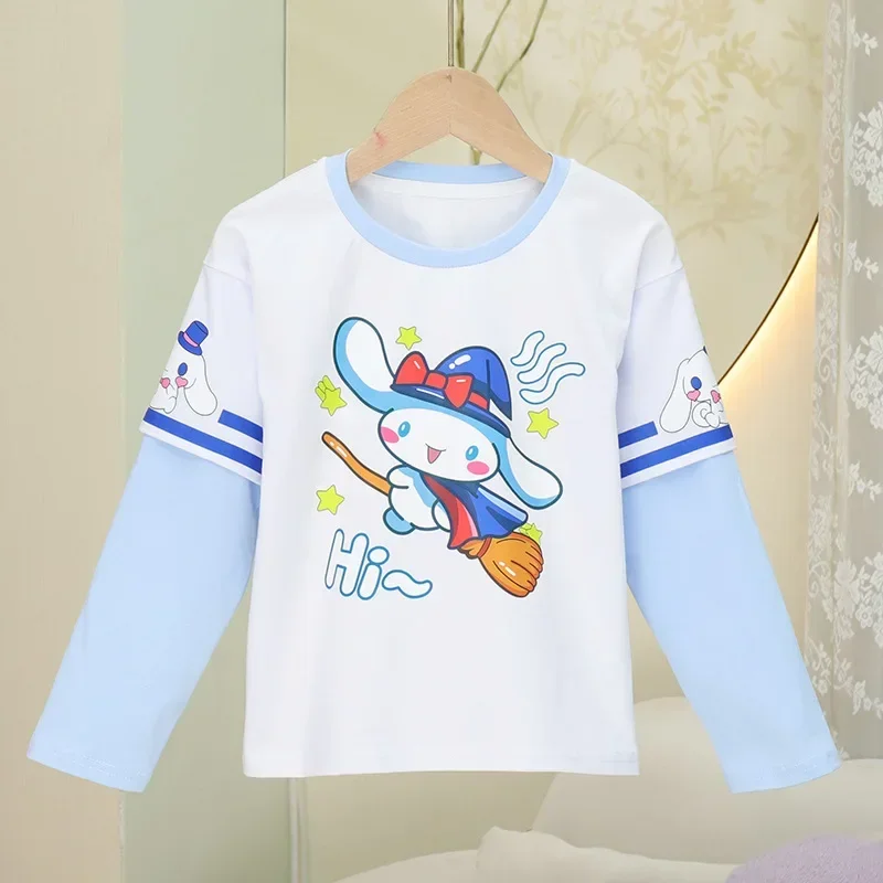 

3pcs Sweet Cinnamoroll Anime Kawaii Long Sleeve Pants Hooded Sanrio Ins Coat Set Cute Cartoon Children Clothing Gifts for Kids