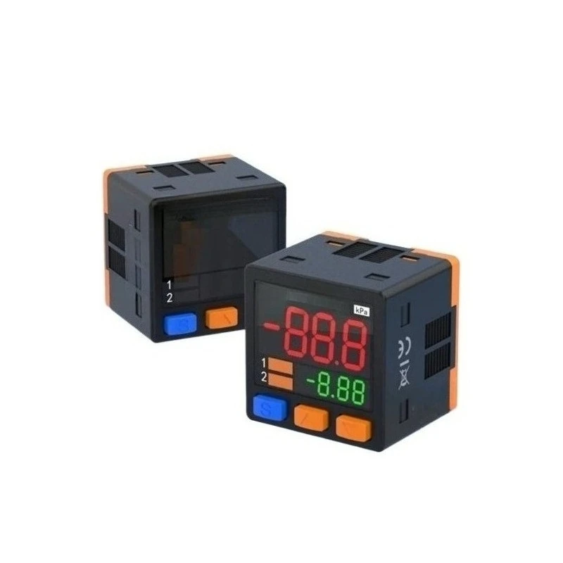 LB-100 series digital pressure gauge - high/low pressure indicator with red, green, and orange color coded display