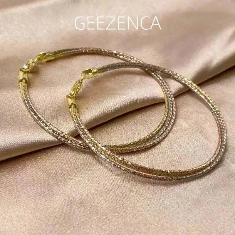 

GEEZENCA Real 925 Silver Tricolor Three Strands Bracelets For Women Italian Jewelry Trendy Luxury Multi-loop Bracelet 2024 New