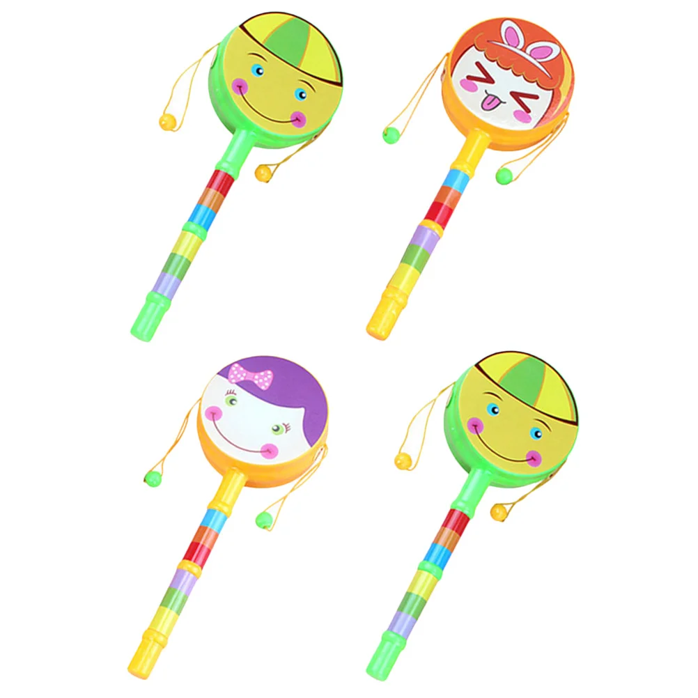 

4Pcs Drums Toddler Handheld Rattles Music Interest Cultivation Safe for Kids Use Christmas Birthday Present