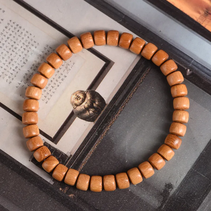 South American Boxwood and Rosewood Tablet Beads Prayer Bracelet Meditation Wrist Mala for Playing and Collecting Gifts