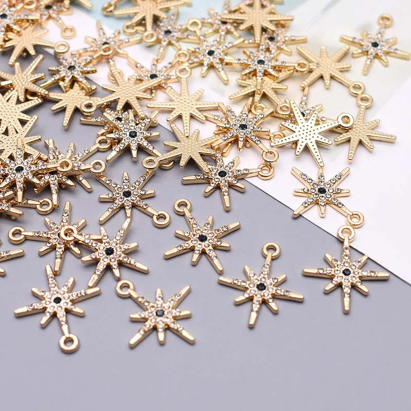 6pcs Alloy Micro inlaid Rhinestone Star Pendant Six Pointed Star Charms Pendant For Jewelry Making Necklace Earring DIY