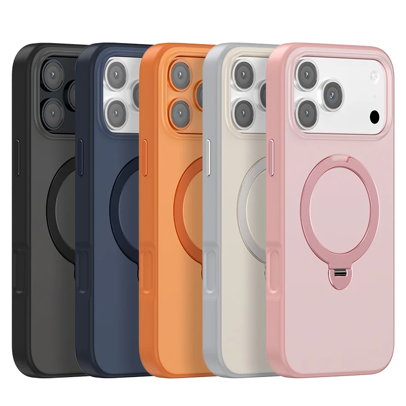 2026 جديد فاخر ماتي شفافة الدورية حامل جراب هاتف مغناطيسي آيفون 17 16 15 برو ماكس بلون متجمد الظهر Copver #6