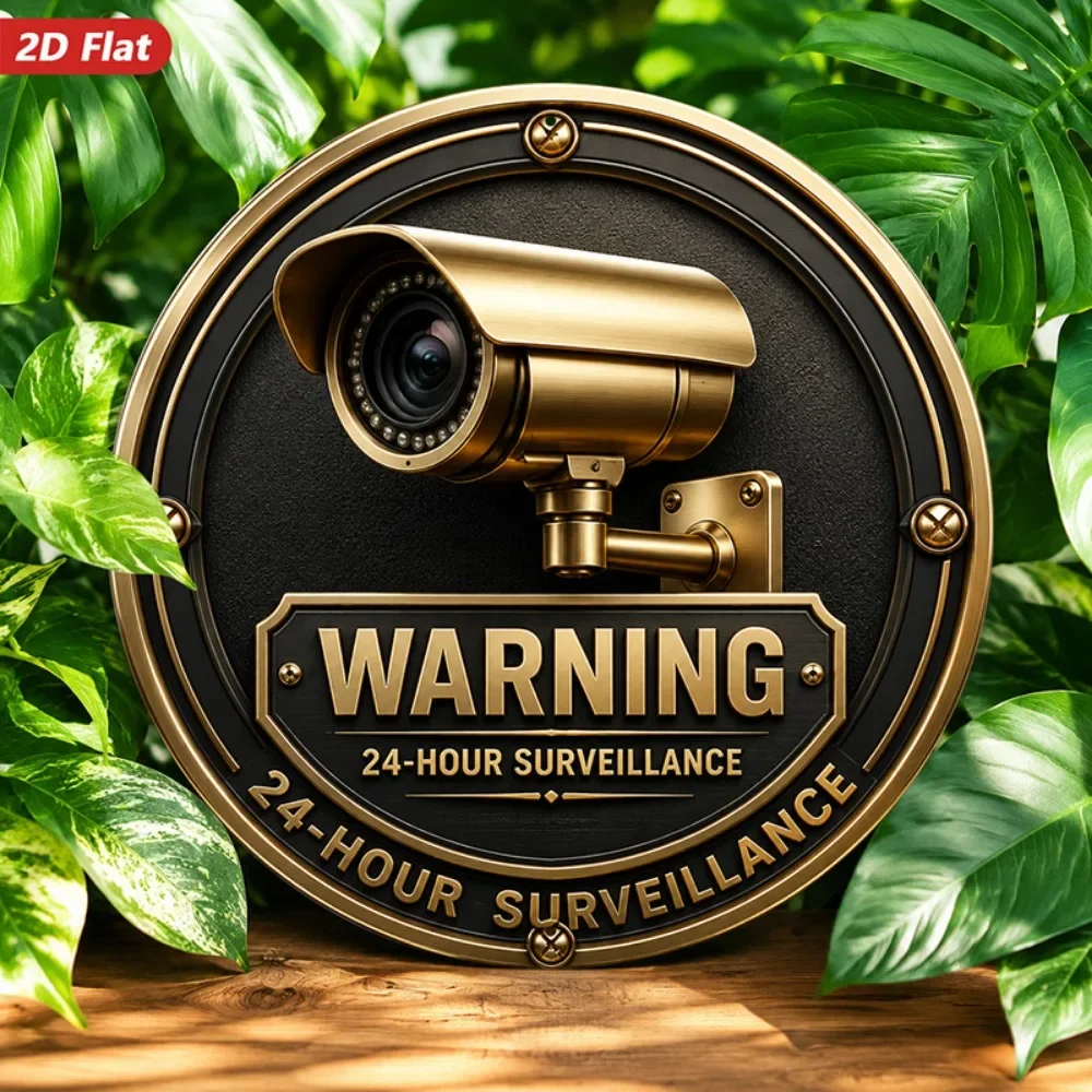 CIFBUY Modern Security Camera Sign Aluminum Wall Art Waterproof Wearproof Metal Sign Decor Home Office Warehouse Hallway Gift