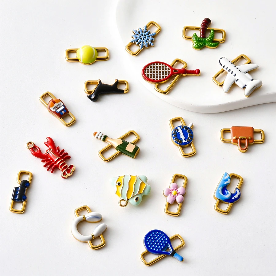 1Pc Stainless Steel Y2K Travel Airplane Car Bracelet Connector Charms Jewelry Accessories Kawaii Animal Dog Pendant Making Bulk