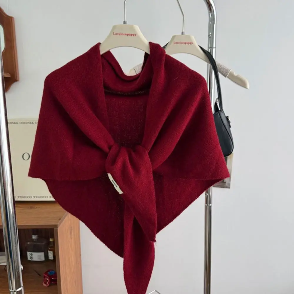 

Korean Wool Blended Wool Scarf Triangular Shape Thickened Knitted Scarf Knitted Soft Warm Shawl Autumn Winter