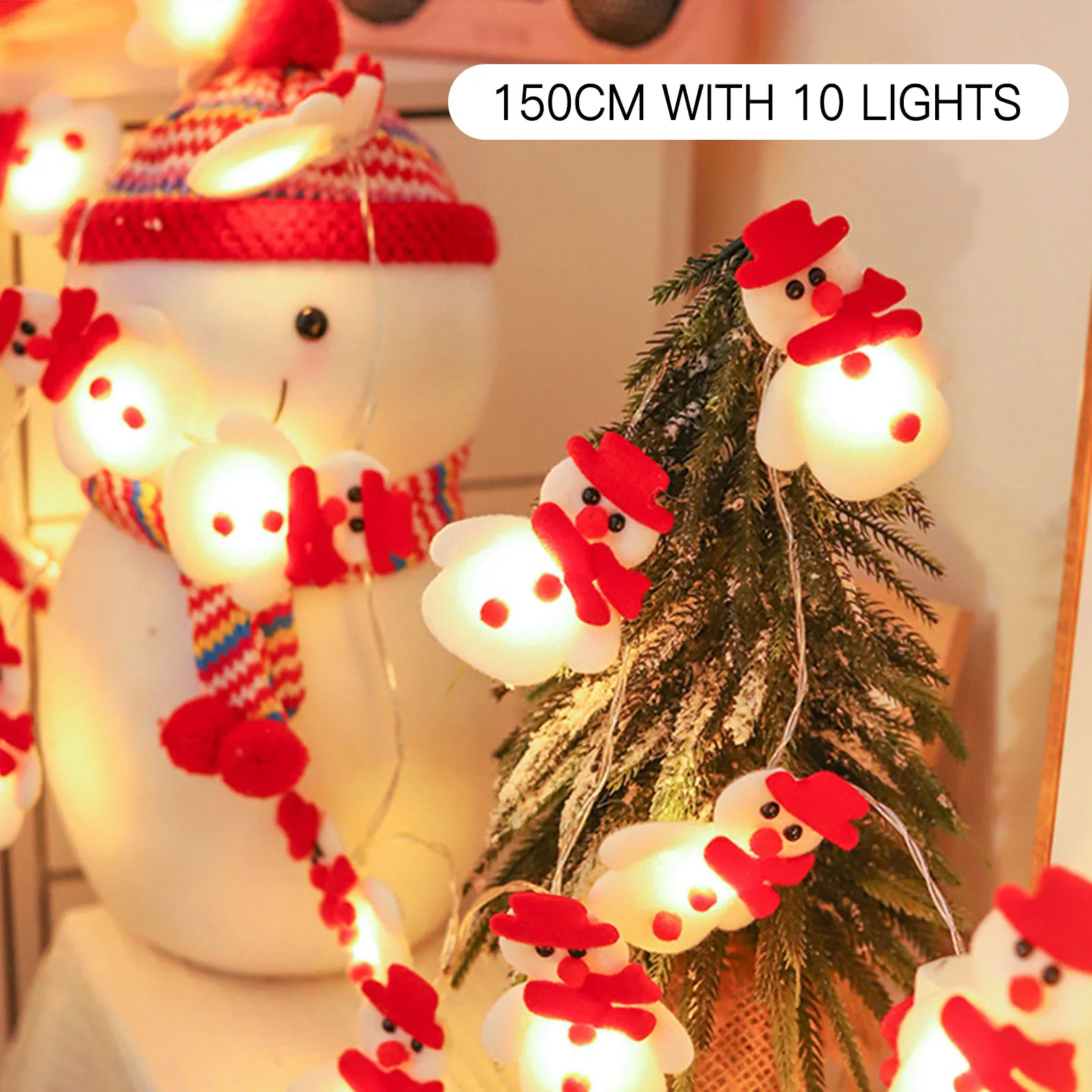 Christmas Cute String Fairy Lights Easy to Use Lovely Plush String Lights for Christmas Tree Decoration