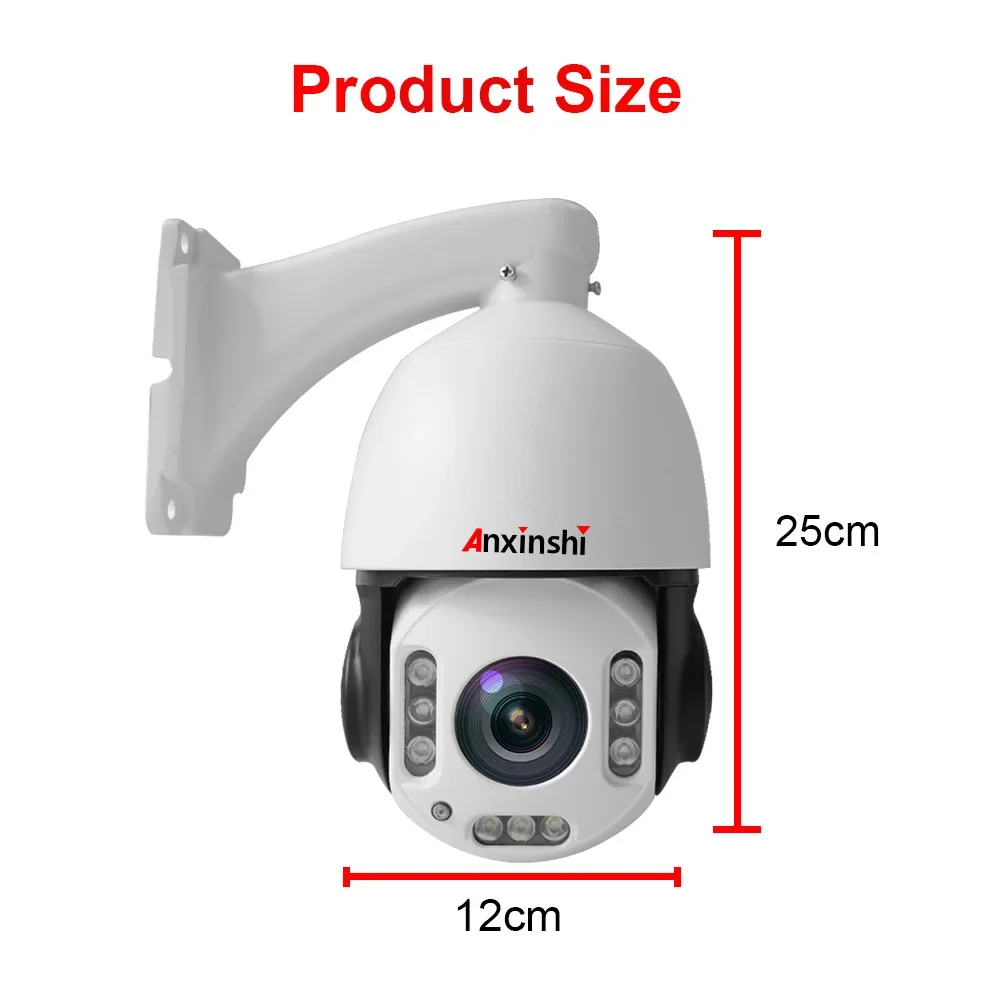 Kamera Anxinshi 4K 8MP PTZ PoE dengan Zoom 30x, Model Malam Berwarna, Audio Dua Arah, Kartu SD, Kamera CCTV PoE