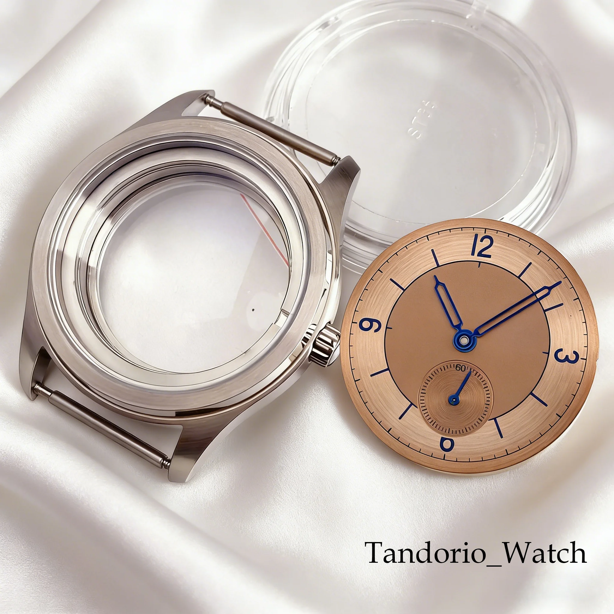 Boîtier de montre Tandorio Sea-gull ST1701 de remplacement avec cadran rose/blanc, boîtier en acier inoxydable de 38 mm, accessoires de montre mécanique
