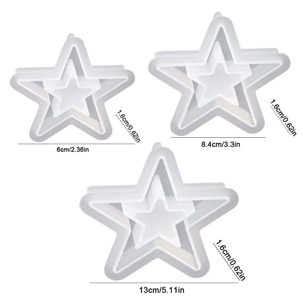 1/3 قطعة نجوم عيد الميلاد قالب من السيليكون ثلاثية الأبعاد الجوف ستار قالب شمع عيد الميلاد قوالب الصب لتقوم بها بنفسك سطح المكتب عيد الميلاد الحرف