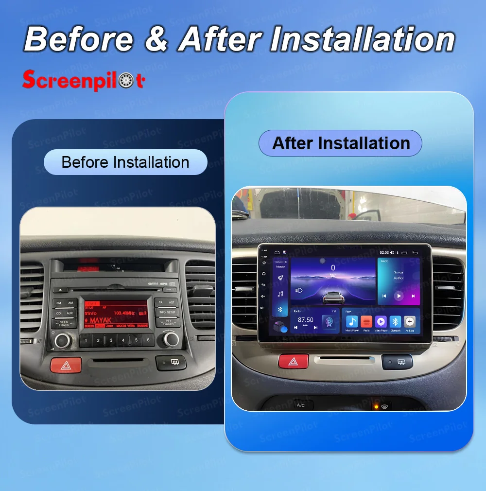 Android 16 For Kia RiO 2 RIO2 2005 - 2011 Car Radio Stereo Head Unit CarPlay Auto radio Touch Screen Wifi 8 Core Car Electronics