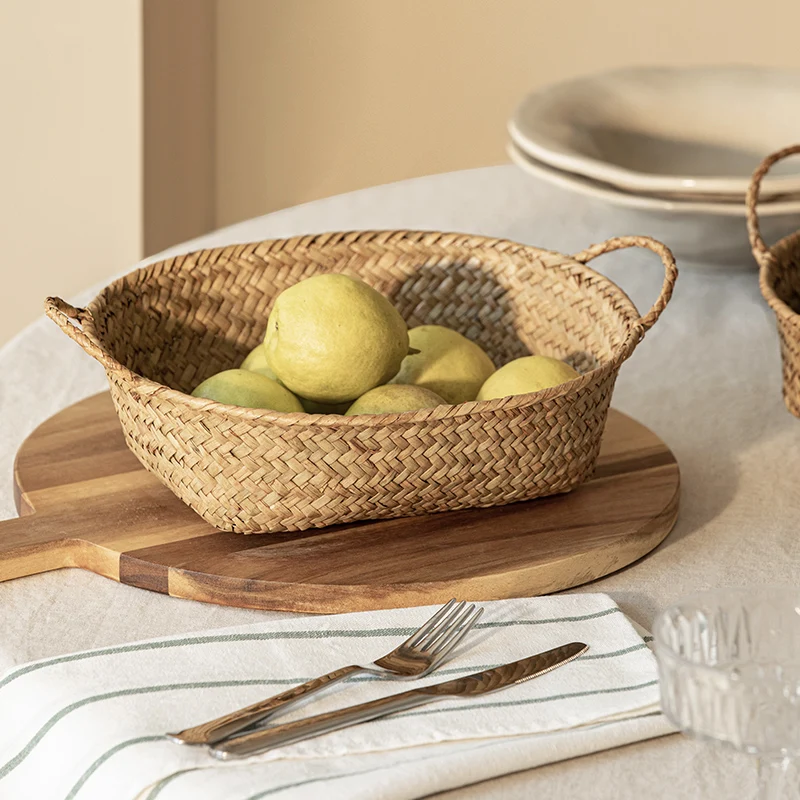 

Hand-woven seaweed storage basket, rattan fruit basket, fruit and vegetable snack small frame