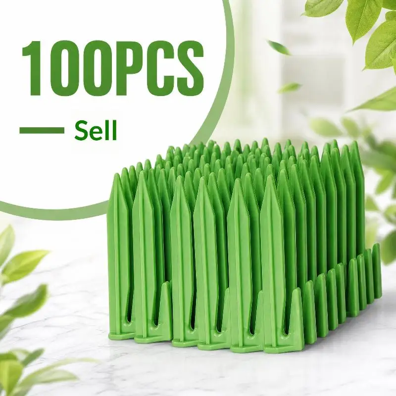 100Pcs Plastic Garden Ground Stakes Lawn Wire Fixing Pegs Heavy Duty Cable Holder For Lawn Mower Boundary Wire Landscape Garden