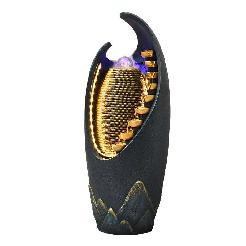 New Chinese style, flowing water floor fountain opening gift balcony courtyard garden decoration living room lucky ornament