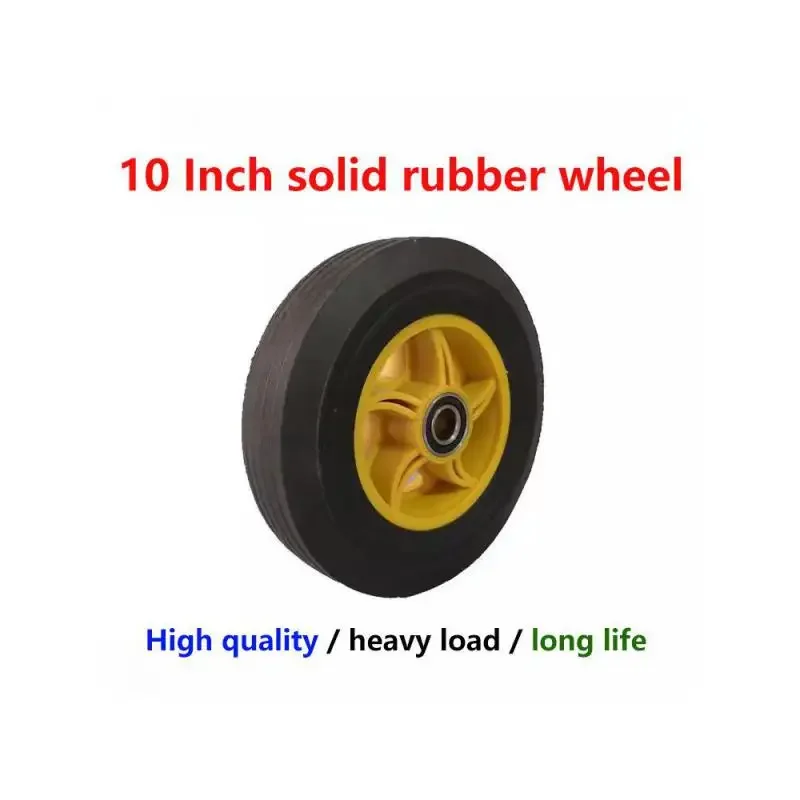 1 Pcs 10 Inch Rubber Solid Wheel Flat Top Cart Caster