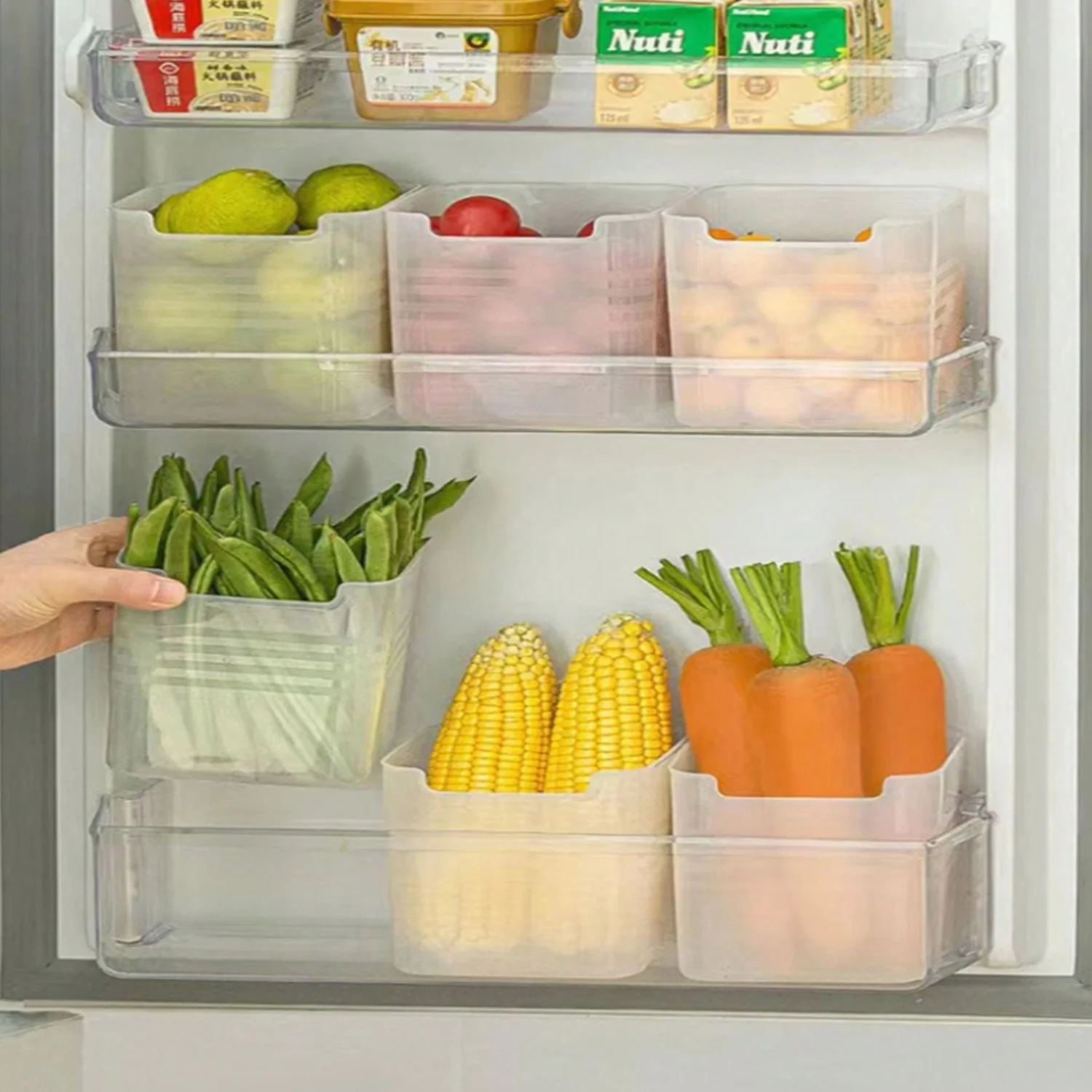 3pcs Refrigerator Side  Drawers, Food Residue Sorting Fridge Food Preservation  Box, Bag  Container