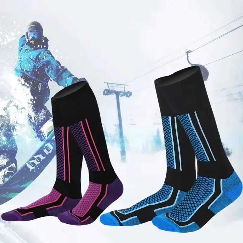 1 Pair Winter Warm Thickening Ski Stockings Hiking Socks For Women Men Children Outdoor Anti-Cold High Sports Stockings