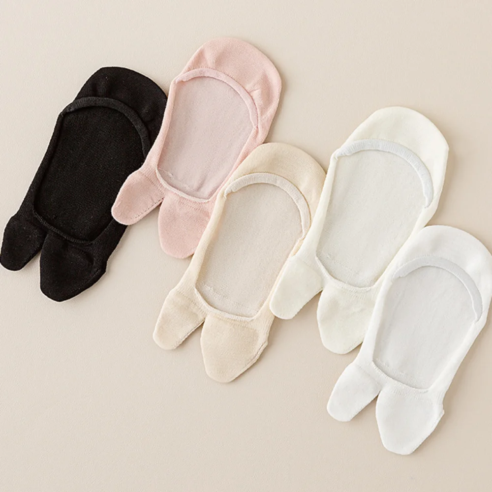 تنفس القطن غير مرئية تابي الجوارب رقيقة منخفضة قطع عدم الانزلاق اثنين تو الجوارب النمط الياباني مرونة منفصلة تو قارب جورب الفتيات #3