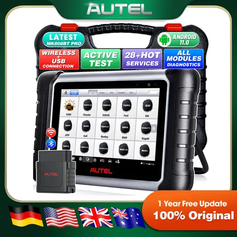 Autel MaxiCOM MK808BT PRO OBD2 Scanner Automotivo Car Diagnostic Scan Tool OBD 2 Code Reader Key Coding Active Test PK MK808S | V2.0 Bidirectional Diagnostic Tool 3000+ Active Test 28+ Reset Functions Injector Coding All Systems Scan FCA SGW OS 11