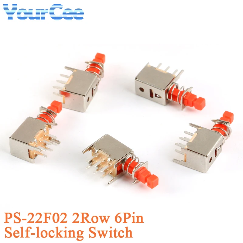 20pcs/5pcs PS-22F02 Self-locking Switch 6-pin 2-row A03 Straight Direct Key Switch for Piano Key Switching Lock