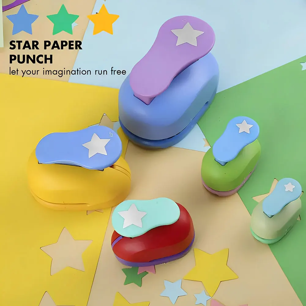 Perforadora de papel en forma de estrella, herramienta de grabado en varios tamaños, adecuada para álbumes de recortes y tarjetas (color aleatorio), 1 ud.