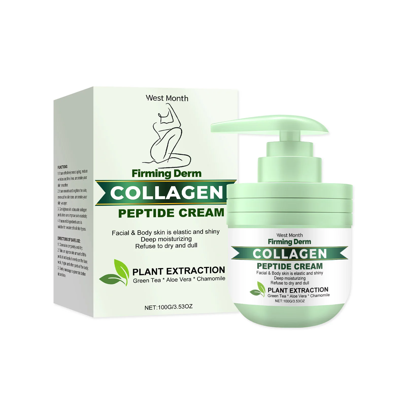 

Firming Derm Collagen Peptide Cream - Anti-Aging Face & Body Moisturizer with Plant Extracts - Deep Hydration for Elastic