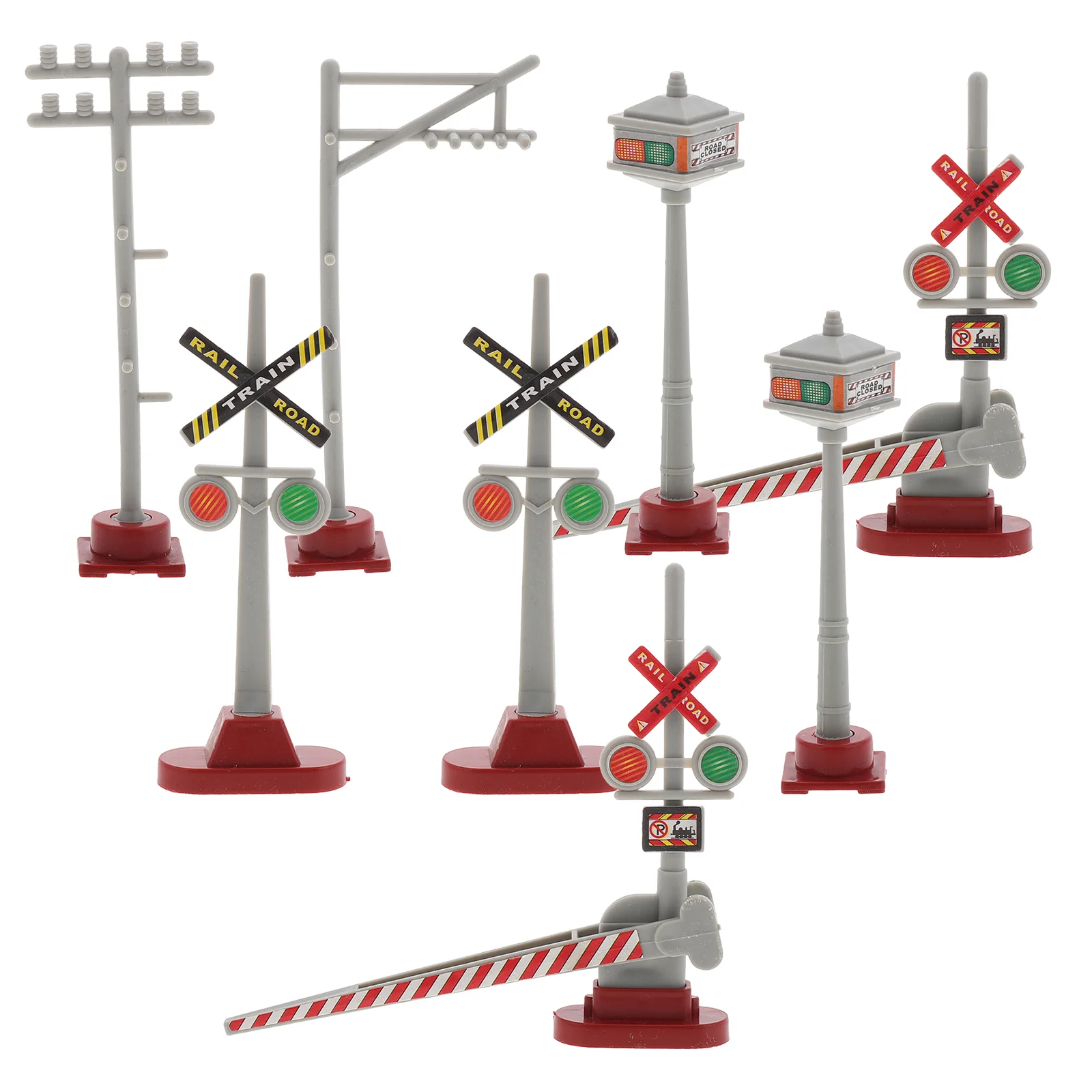 8pcs Micro Landscape Model Train Traffic Light Mini Railroad Signal Light for Architectural Models DIY Sand Table Decorations