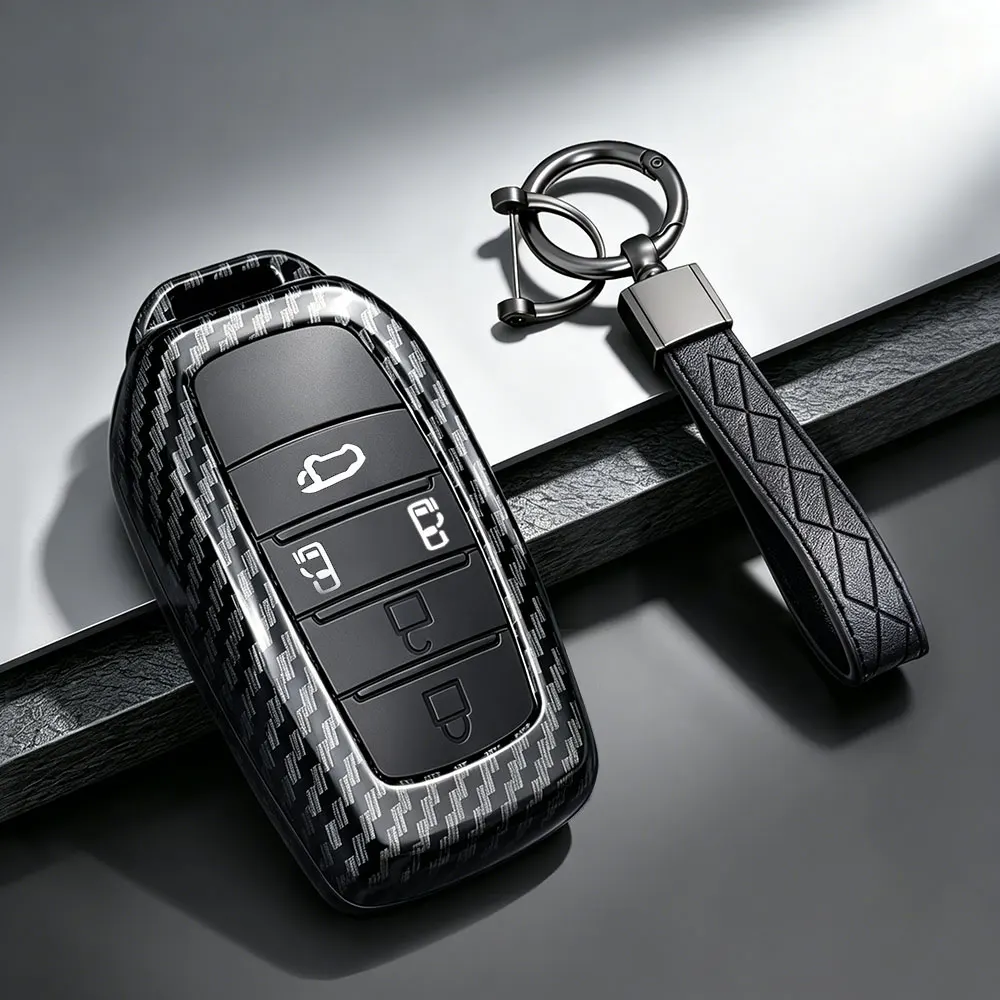 ABS Carbon Fiber Car Key Case Cover For Toyota RAV4 Prime bZ4X Subaru Solterra 2021 2022 2023 2024 2025 2026