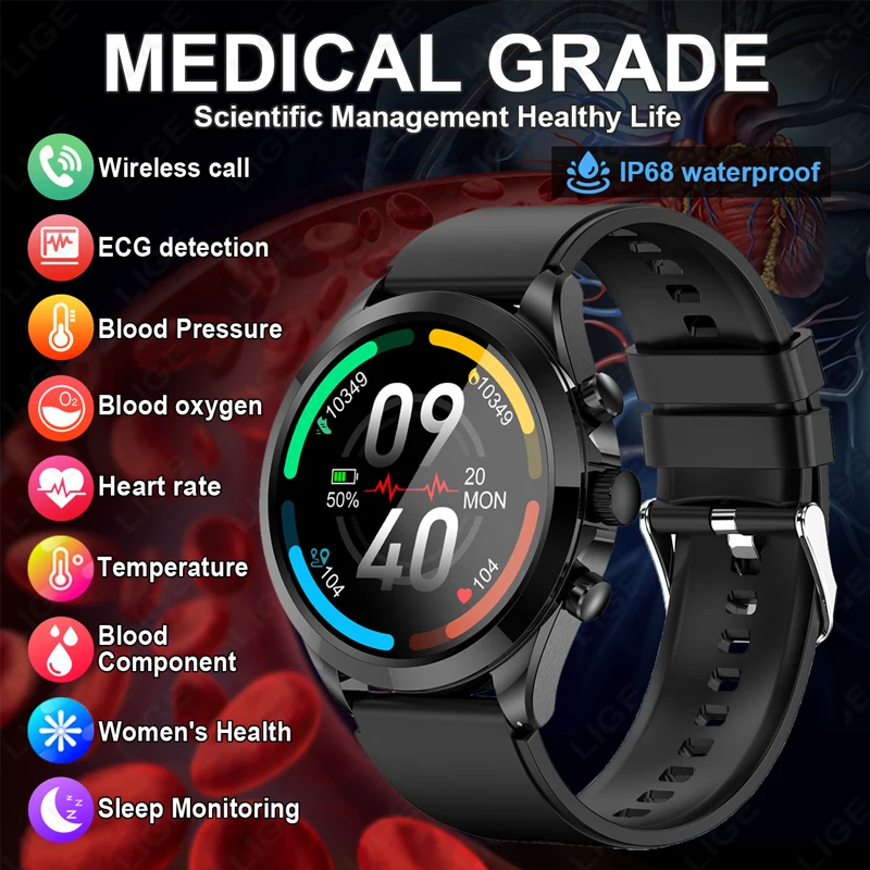 Новые умные часы для измерения уровня глюкозы в крови, мочевой кислоты, жира, микрофизического экзамена, часы для здоровья с пятью органами, умные часы с Bluetooth-вызовом