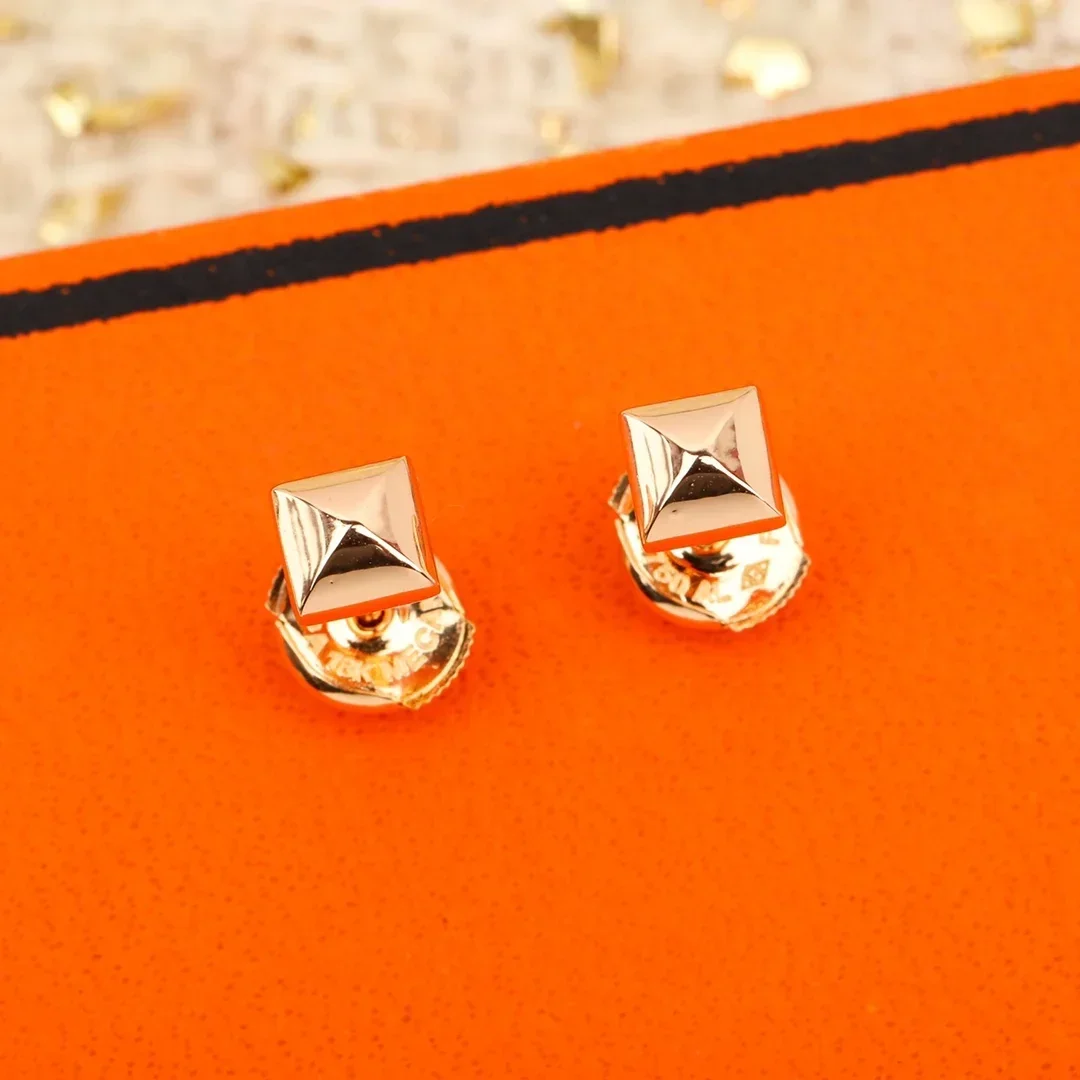 جديد حار أوروبا مصمم ارتفع الذهب الهندسة الصغيرة أقراط الأذن ترصيع امرأة أعلى جودة غرامة اتجاه المجوهرات #2