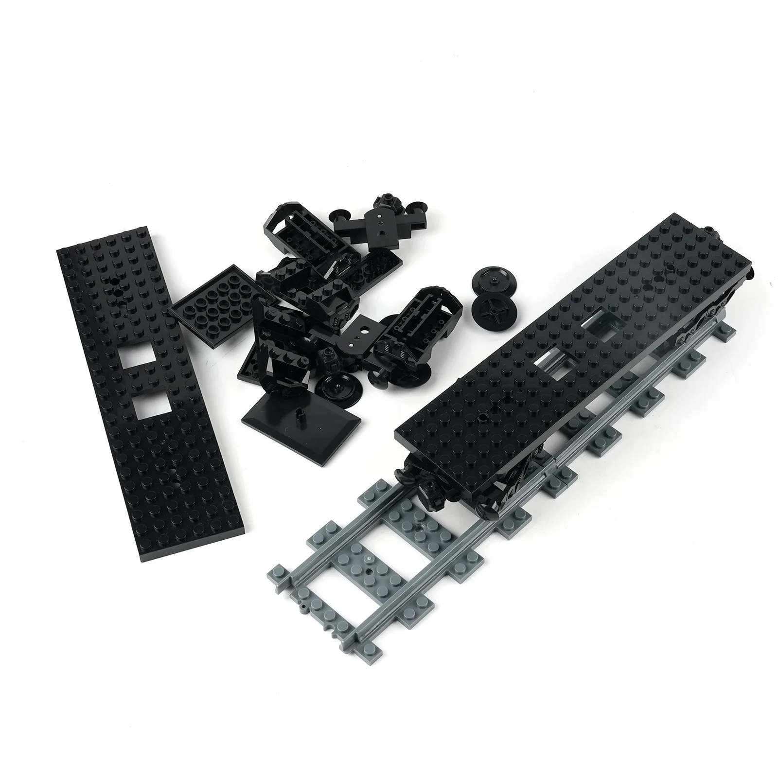 Moc cidade trem transporte blocos de construção conjunto diy brinquedo natal com base rodas haste tijolos criativos montado presente para crianças