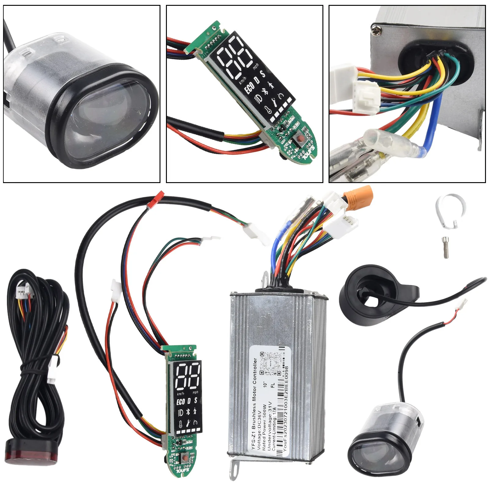 

36V 500W 17A Controller Dashboard Accelerator Suit For 10 Inch Electric Scooter Front Rear Light Set Scooter Accessories