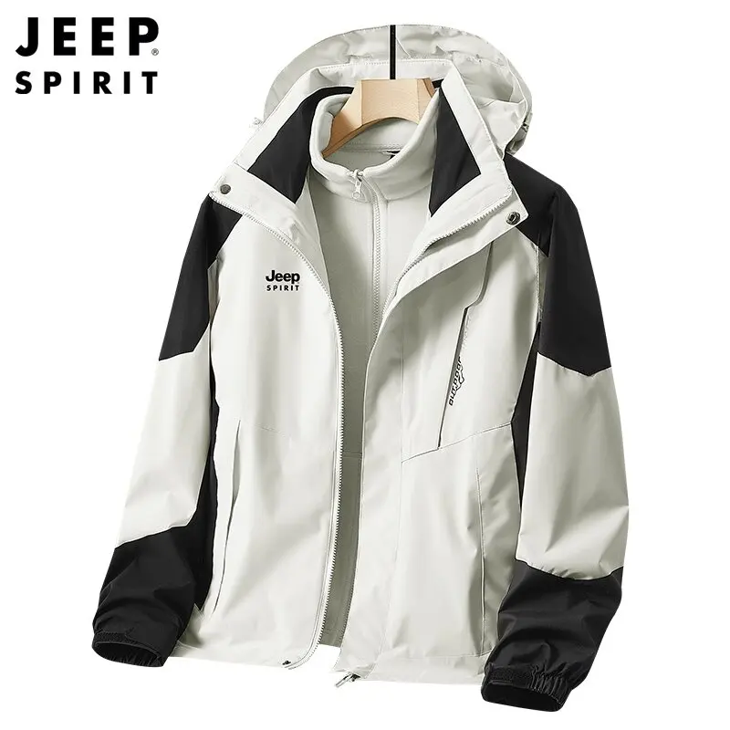 JEEP SPIRIT jacket men outdoor autumn winter three-in-one removable two-piece plus velvet thick mountaineering clothing