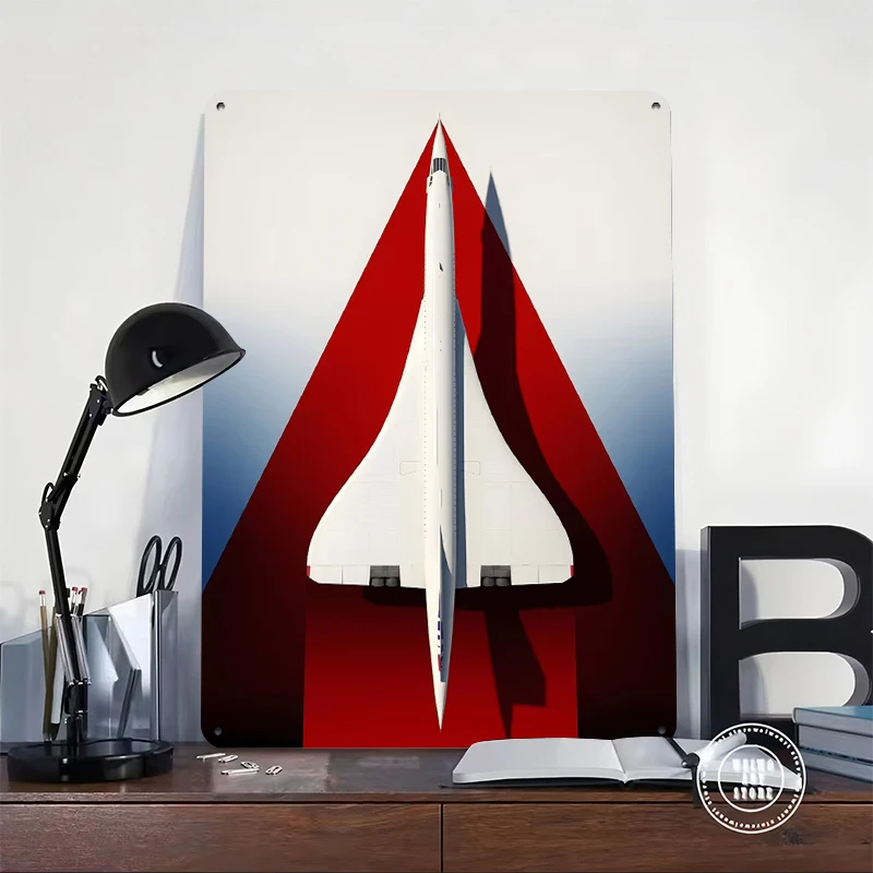 Concorde Supersonic Jet Poster Customized Vintage Metal Signs Wall Art Retro Tin Plaque for Decoration Living Room Decor Men