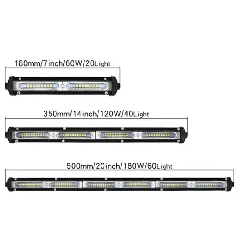 LED Small Single Row Long Strip Work Light Off-road Light Grille Spotlight Suitable for Off-road Vehicles and Trucks