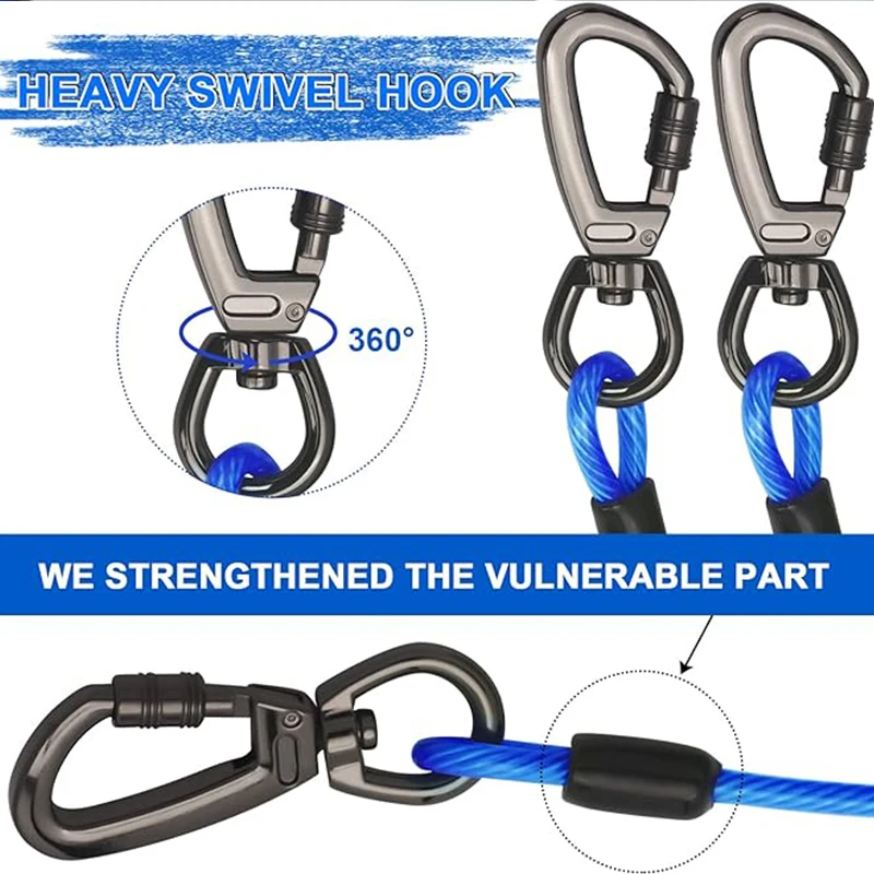 Dog Tie Out Cable Pet dog leash Suitable for yard wire dog leash Various outdoor dog leashes Wear-resistant and anti-corrosion