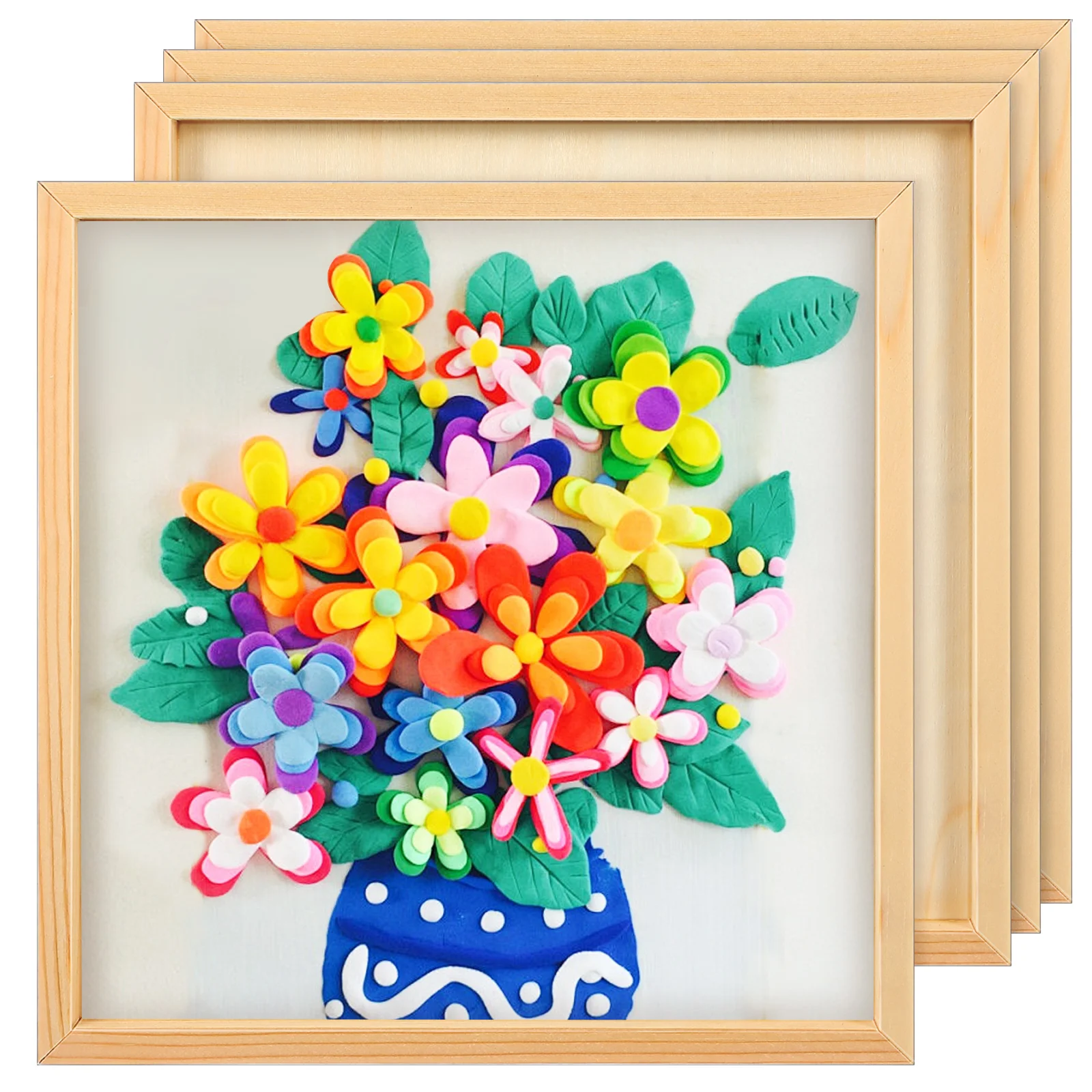 

4pcs Wooden Diy Craft Photo Frames Home Decoration Unfinished Wood Panels For Painting Wall Tabletop Display Blank Standing