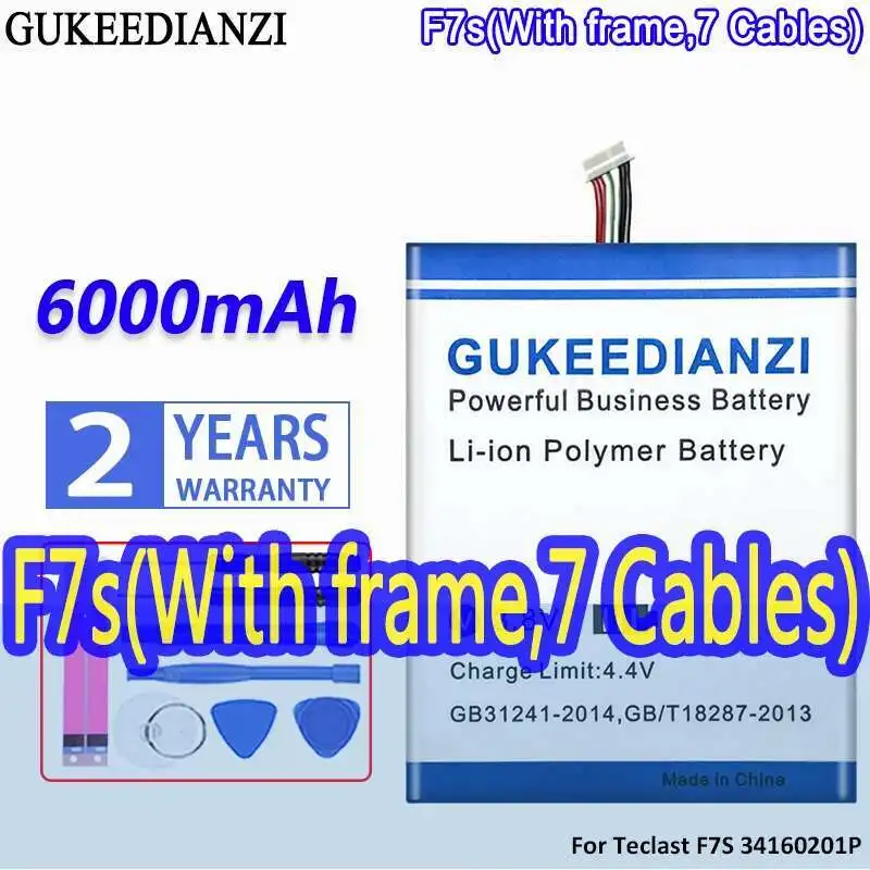 

Высокопроизводительный аккумулятор для ноутбука Teclast F7S 34160201P с рамкой, 7 кабелей, 6000 мАч