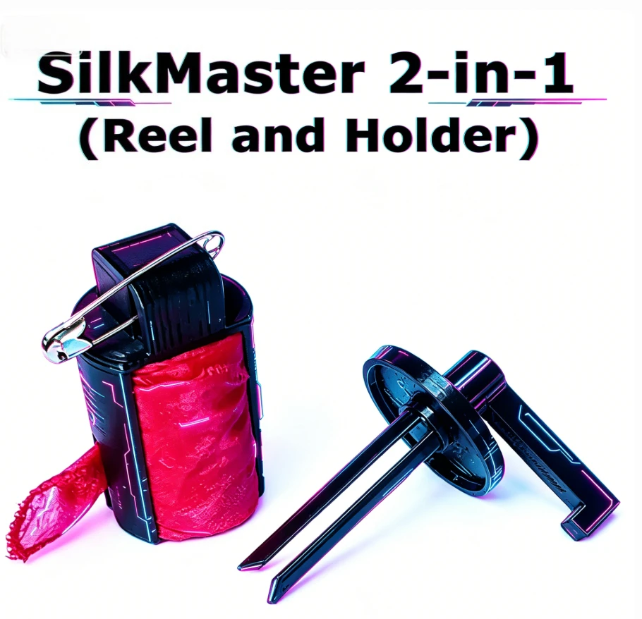 SilkMaster Pro 2-in-1 Magic Reel & Holder System Auto Roll-up Scarf Mechanism Stage Performances (No Silk Included) Magic Tricks