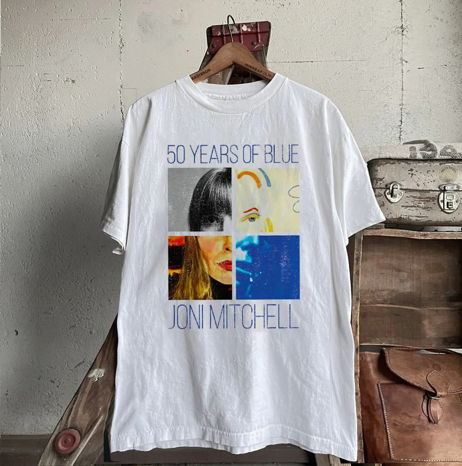 Joni Mitchell 50 Years of Blue in White Unisex T-Shirt Full Size S To 5XL LL1637