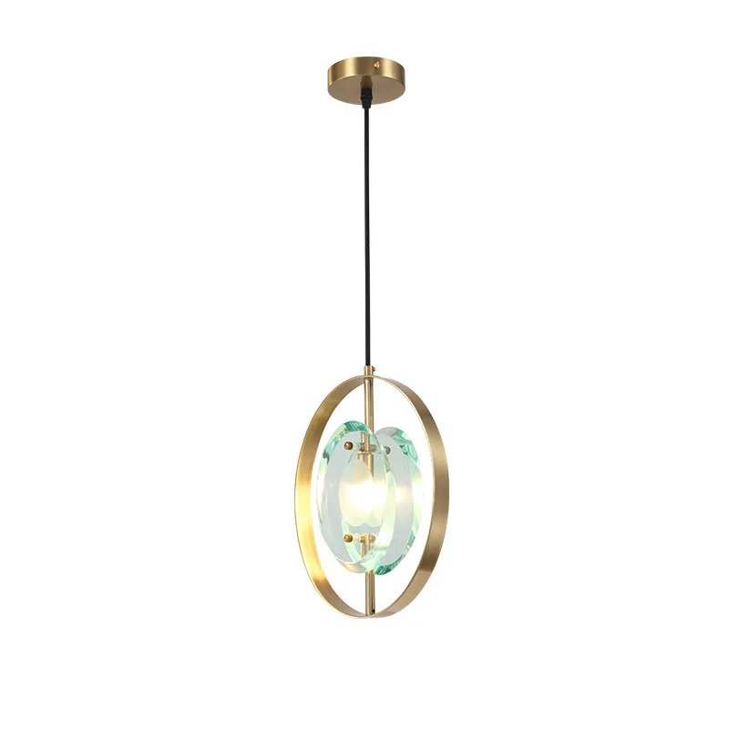 Light Green Glass Shade LED E4 WitGolden Plated Iron Circular Cord Ging Light Wire Droplights Suspension Luminaire