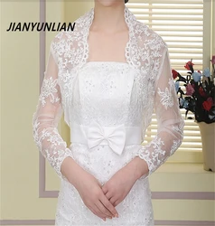 Customized Long Sleeve Wedding Bolero Appliques Bridal Wraps for Wedding Party Prom Cheap Bride Jacket Bolero Shrug
