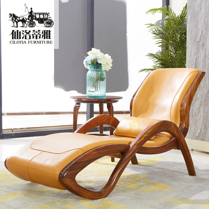 Imported Wood Solid Wood Modern European Leather Leisure