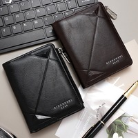 Business PU Leather Men's Short Wallet Soft Casual 2 Fold Wallets Multifunction Zipper Men Card Holder Daily Use