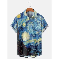 Van Gogh Art Shirt Oil Painting 3D Print Men Women Short Sleeves Shirts Streetwear Oversized Hawaiian Blouse Man Tops Clothing